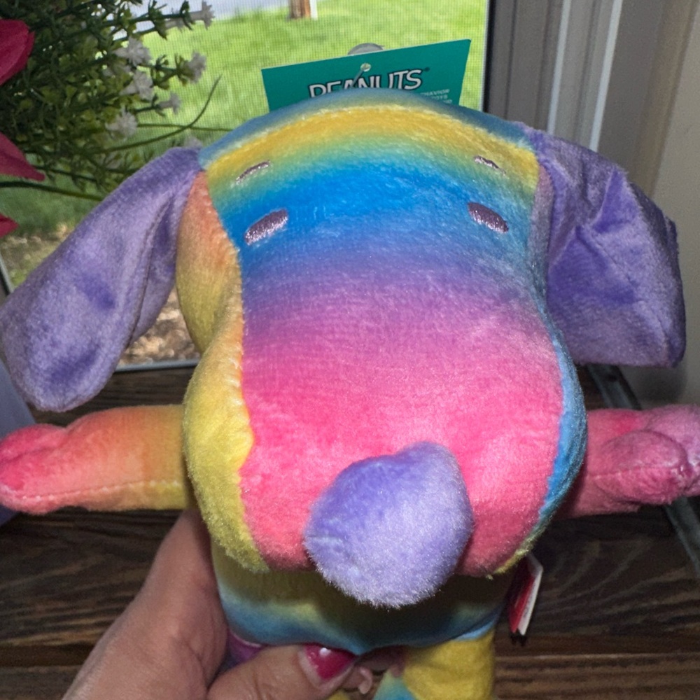 Peanuts Dog Toy NWT Snoopy’s Rainbow  Plush Dog Toy 9 inch with squeaker. - Picture 2 of 6